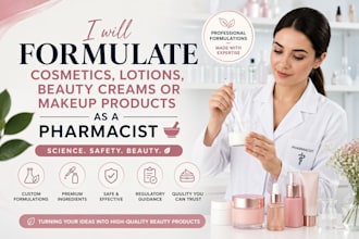formulate cosmetics, lotions, beauty creams or makeup products as a pharmacist