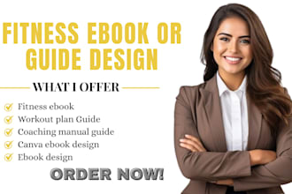 design fitness ebook, workout plan PDF, gym guide and health coaching manual