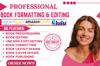 do amazon kdp book editing, ebook and paperback formatting, novel book editor