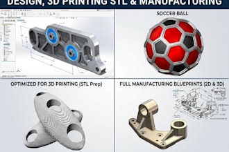 design 3d cad model for product design, 3d printing stl and manufacturing