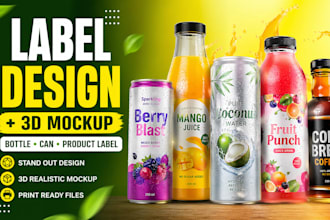 create custom label design for your product with 3d bottle image, can label