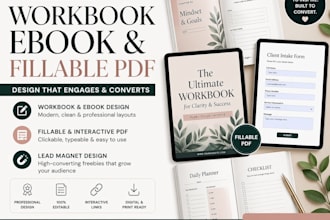 design professional workbook, ebook and fillable PDF lead magnet