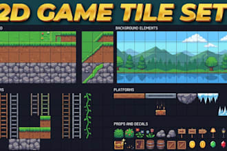 do 2d game pixel tileset tile map rpg game map pixel art background environment