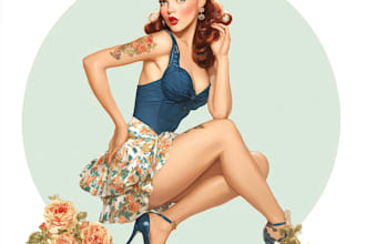 draw a pin up girl and pin up girl of art