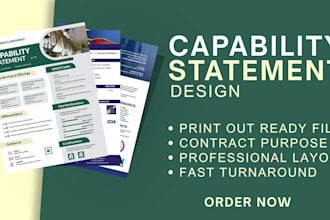 write and design government capability statement, business capability statement