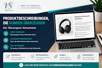 ich schreibe produktbeschreibungen auf deutsch für online shops und amazon