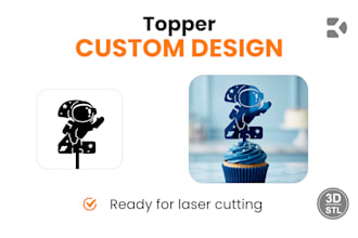 design custom cake topper for laser cutting