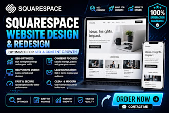 design and redesign a squarespace blog website  optimize for seo and growth