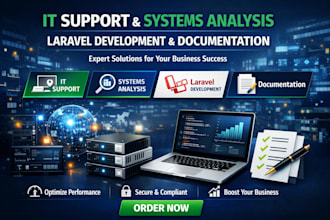 provide IT support, systems analysis, laravel and docs