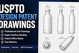 draft professional uspto design patent drawings with expert surface shading