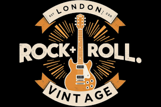 design a vintage rock band logo with retro and grunge style