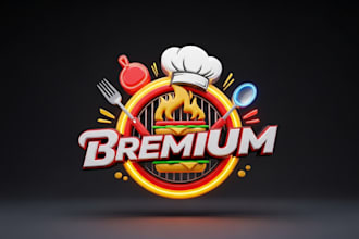 design modern 3d restaurant, food truck, BBQ and fast food logo for your brand