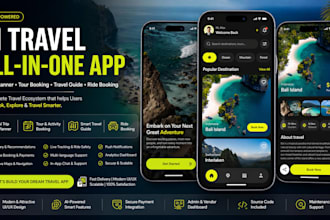 develop ai travel planner app, tour booking app, travel guide app, ride app