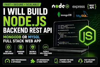 build node js backend rest API with mongodb or mysql full stack app