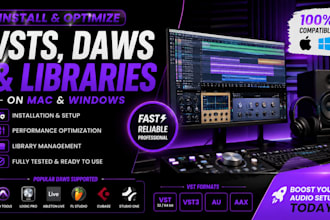 install, configure, optimize vst, daw, and sample libraries on mac and windows