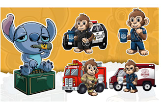 draw custom cartoon sticker design, clip art and vinyl