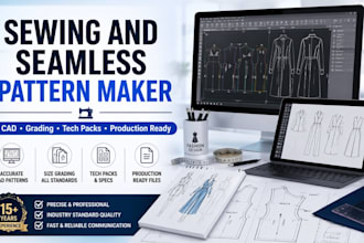 create clothing sewing patterns with grading and seamless pattern design