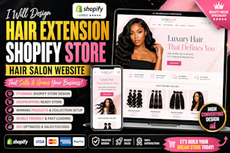 build hair loss website, wig store, hair oil salon shopify store