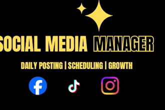be your social media manager for daily posting and growth