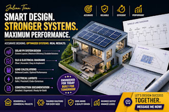 develop solar pv system design, power distribution and electrical plan