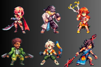 do pixel art characters, pixel art animation, pixel art sprite sheet, assets