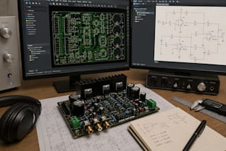 design a custom audio pcb, amplifier pcb, mixer, dac and audio schematic