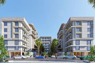 redefine 3d residential complex,apartment unit exterior,building street view,cad