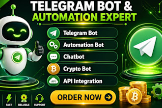 do a custom telegram bot, chatbot, crypto bot, telegram automation with python