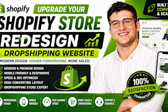 upgrade your shopify website store, redesign shopify store dropshipping website