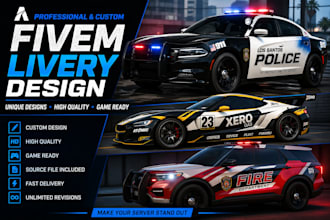 create custom fivem car livery, police, racing and realistic vehicle skin