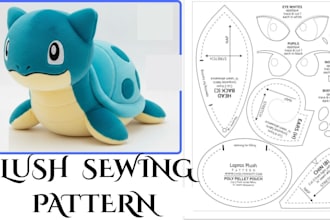 create custom sewing pattern for stuffed animal plush toy ready for production