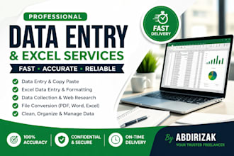 data entry excel work and document formatting accurately and faster