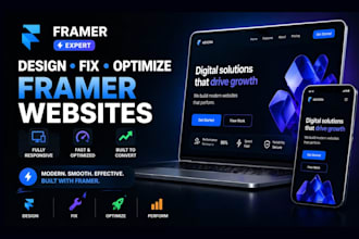 create, fix, and optimize stunning framer websites and fix bugs,  design framer