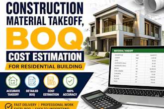 make construction material takeoff, boq cost estimation for residential building