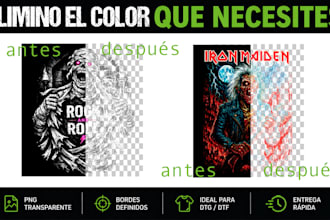 eliminación de un color en imágenes para impresión dtg o dtf