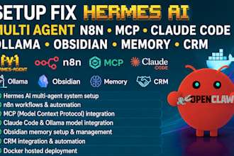 setup fix hermes ai multi agent n8n mcp claude code ollama obsidian memory crm