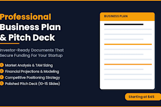 write a professional business plan and investor pitch deck