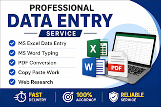 do fast and accurate data entry, excel work, and copy pasta