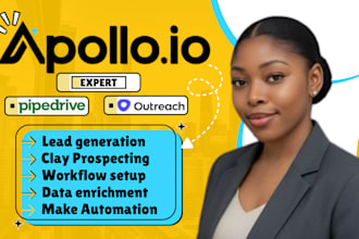 setup apollo io, clay, integrate pipedrive, outreach, gmail, zapier automation