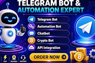 develop a professional telegram bot, chatbot, crypto bot and telegram automation