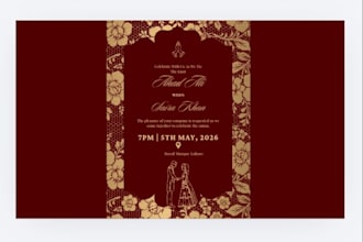 design luxury wedding invitation card in 24 hours
