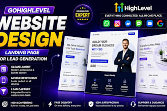 build and design gohighlevel website landing page, ghl funnel lead generation