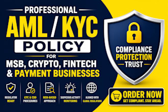 write aml, kyc policy for msb, crypto, fintech and payment businesses worldwide
