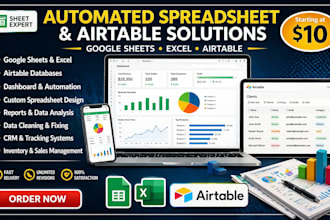 build google sheets, excel dashboard, and airtable database automation system
