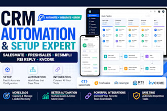 setup salesmate freshsales CRM automation resimpli rei reply or kvcore CRM