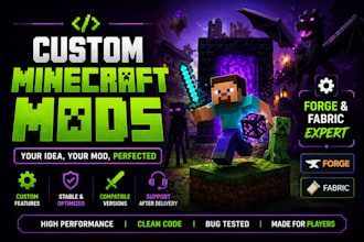 create custom minecraft forge or fabric mods professionally for minecraft mod