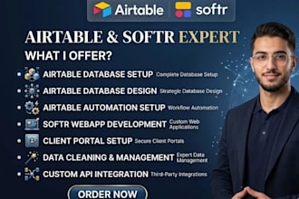 build airtable database, airtable automation, client portal and web app system