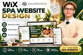 do wix or squarespace spa website design, booking page, home page, service page