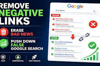 remove negative links, erase bad news, push down false google search