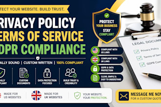 create gdpr compliant privacy policy and terms to protect your website for US UK